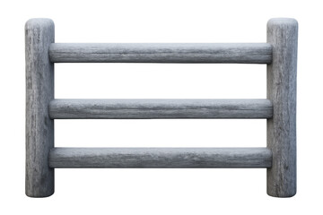 Obraz premium Weathered wood fence railing boundary on transparent background