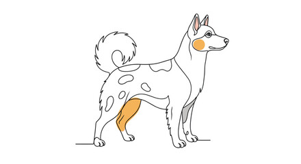 Naklejka premium A distinctive purebred canine stands alert and poised exhibiting its unique spotted coat and fluffy tail.