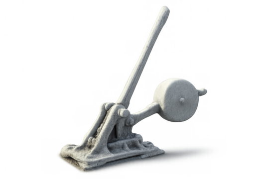 Vintage railway switch lever mechanism on transparent background