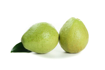 Fresh Green Guava Fruits from Guangxi China on White Background