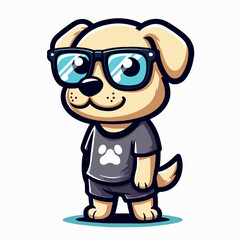 Obraz premium cool cartoon vector illustration of a dog wearing glasses