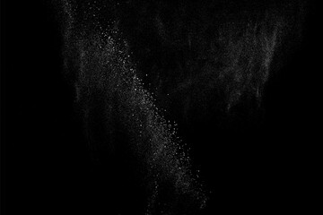 Distressed white grainy texture. Dust overlay textured. Grain noise particles. Snow effects pack. Rusted black background. Vector illustration, EPS 10. 