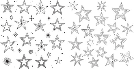 Variety of Hand Drawn Stars Outline Illustrations
