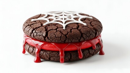 Delicious Halloween Spiderweb Cookie Delight with Red Filling, Spooky Treat