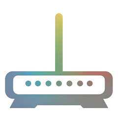Colorful Gradient Flat Vector Icon of Wi-Fi Router with Antenna