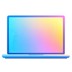 Stylish Blue Laptop with Multicolored Gradient Display and Glowing Effects