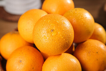 Fresh Sweet Oranges with Water Droplets - Summer Citrus Fruit Collection