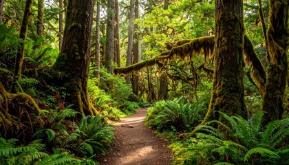Lush forest path bathed in sunlight (1)