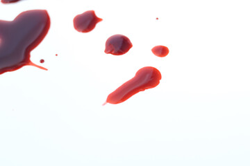 Side view of Place blood stains on a white background.