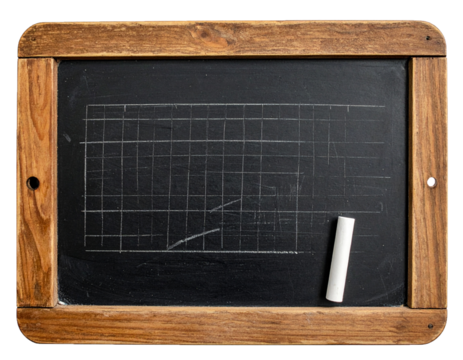 Wooden Frame Blackboard with Chalk Isolated on White Background