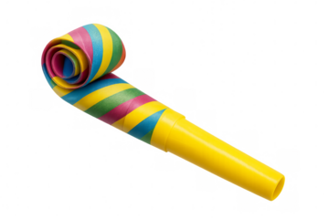 Colorful party blower celebrating festive birthday event