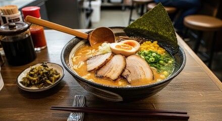 Misso ramen noodle with pork and egg