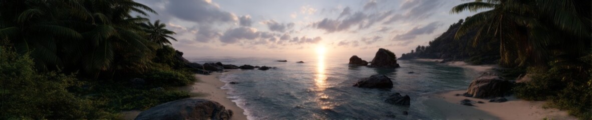 Sunset beach view hdr panoramic landscape coastal serenity nature experience