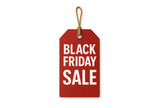 Black friday sale tag promoting seasonal discounts - Powered by Adobe