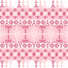 Geometric Ethnic Ornamentation in Pink Hues