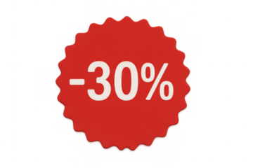 Red thirty percent off discount sticker banner