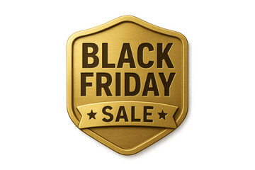 Obraz premium Golden black friday sale badge on transparent background