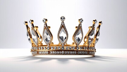 Silver crown with symmetrical pointed arches and embedded clear and black gemstones