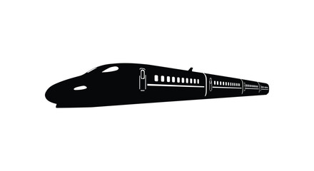 A sleek high speed train presented in a striking black silhouette