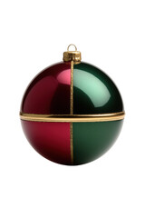 Festive Divided Christmas Ornament With Gold Accents isolated on a transparent background bauble holiday