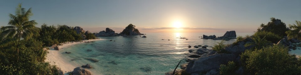 Stunning hdr panoramic beach sunset tropical island landscape photography scenic view