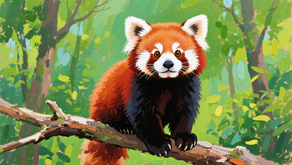 Fototapeta premium red panda eating bamboo