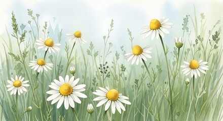 Beautiful Daisies in a Meadow.