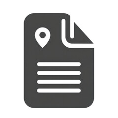 Monochrome Vector Document Icon with Location Pin Symbol and Text