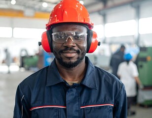 Smiling worker in a factory