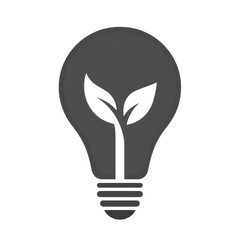 Eco-friendly light bulb icon with growing leaves, symbolizing green power concepts.