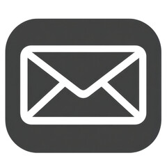 Monochrome flat vector icon of an email envelope within a rounded frame.