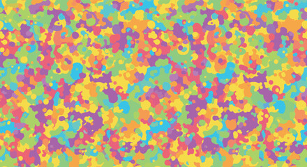 Fototapeta premium A vibrant and colorful abstract camouflage pattern with many small blotches of varying hues.