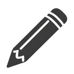 Stylized monochrome flat vector icon of a single pencil.