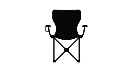 Fototapeta premium Simple black folding chair design isolated on white background silhouette