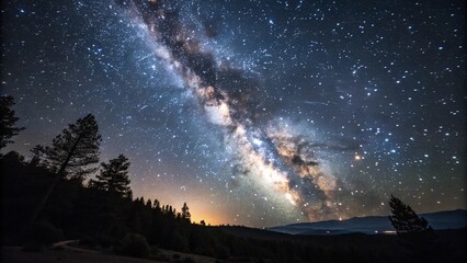 Milky Way Galaxy Over Mountains – Stunning Night Sky with Stars and Cosmic Clouds