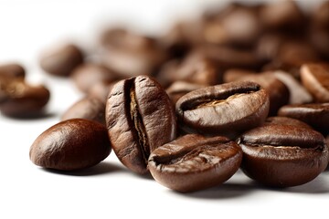 Close-up of roasted coffee beans showcasing rich texture, deep brown tones, and aromatic freshness