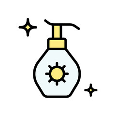 Sunblock, Sunscreen, Lotion, Summer Color Icon. Skin care sign, designed for web and app. Simple symbol for web design isolated on white background.