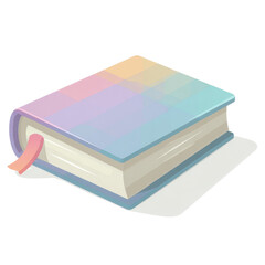 Pastel colored book with a bookmark lying flat on a surface