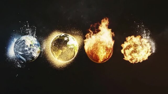 An illustration of the four classical elements: fire, water, earth, and air