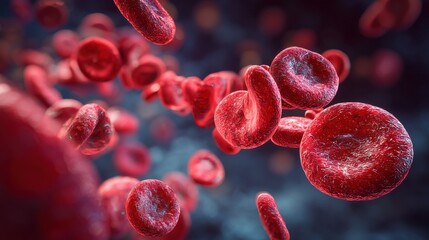 Bleeding Disorders Awareness Week. Microscopic scientific illustration of red blood cells and platelets showing clotting dysfunction in bleeding disorders