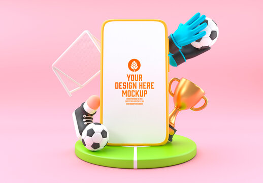 Soccer with 3D Mobile Concept Mockup