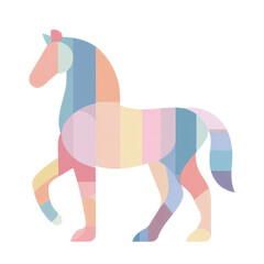 Gentle Pastel Striped Horse Vector Illustration on Black Background