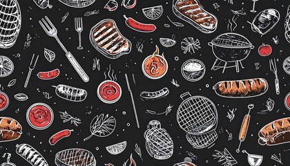 BBQ pattern on a dark background