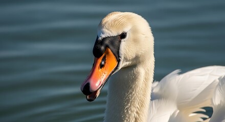 Closeup of a Mute Swans Head and Neck.
