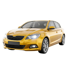 Naklejka premium Golden Hatchback Rear View with Open Trunk, Isolated