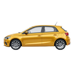 Obraz premium Golden Hatchback Side Profile with Glossy Finish, Isolated on Transparent Background
