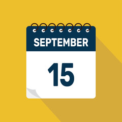 september 15 calendar icon vector illustration with design