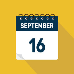 september 16 calendar icon vector illustration with design