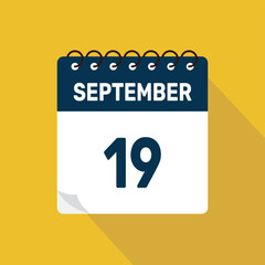 september 19 calendar icon vector illustration with design