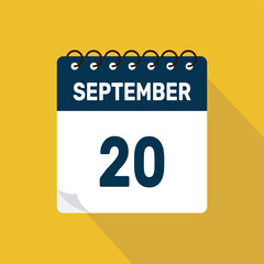 september 20 calendar icon vector illustration with design